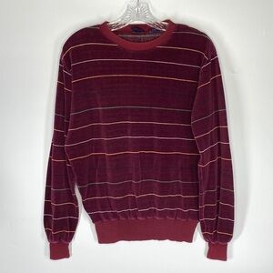 Vintage Velour By Block Burgundy Striped Long Sleeve Shirt Size Medium